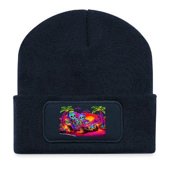 Neon Skull Safari Jeep Vibes - Recycled Patch Beanie - french navy - Front