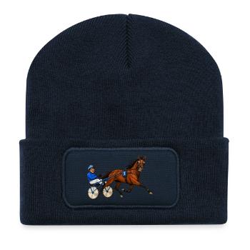 Lachender Traber - Recycelte Patch Beanie - French Navy - Vorne
