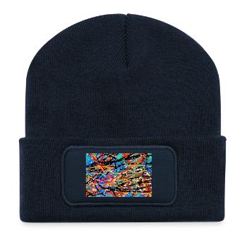 Jurgushj - Beanie recyclé à patch - bleu marine - Devant