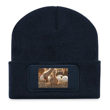 Ostrich chicks in the nest - Recycled Patch Beanie - french navy - Front