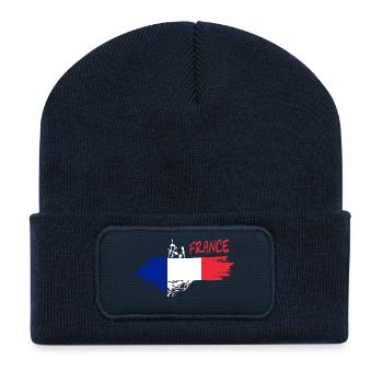 Pinceau à drapeau français - Beanie recyclé à patch - bleu marine - Devant
