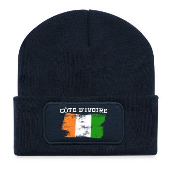 Ivory Coast Pride Cote D'Ivoire Heritage Elephant - Beanie recyclé à patch - bleu marine - Devant
