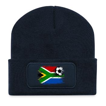 South Africa Flag Football used - Recycled Patch Beanie - french navy - Front