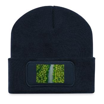 Luftaufnahme der tropischen Kokosnussplantage und Fluss - Recycelte Patch Beanie - French Navy - Vorne