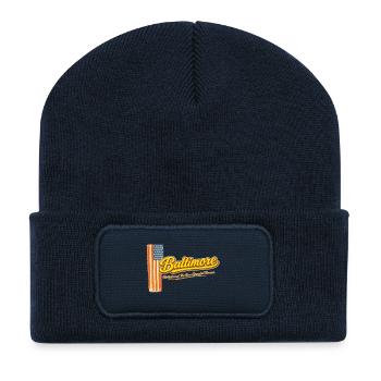 Design rétro du drapeau vintage de Baltimore - Beanie recyclé à patch - bleu marine - Devant