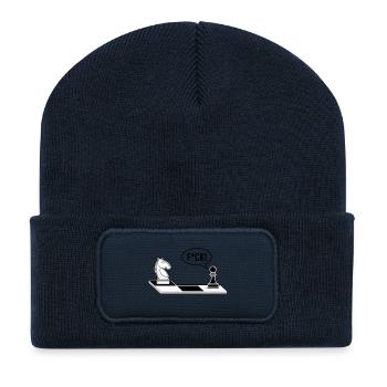 Chess Chessboard Funny Chess Pieces - Recycled Patch Beanie - french navy - Front