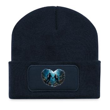 Diving together – diving couple in heart motif - Recycled Patch Beanie - french navy - Front