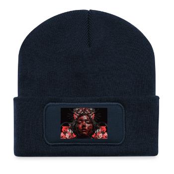 Asia Punk Art Samurai Kunst T-Shirt - Recycelte Patch Beanie - French Navy - Vorne