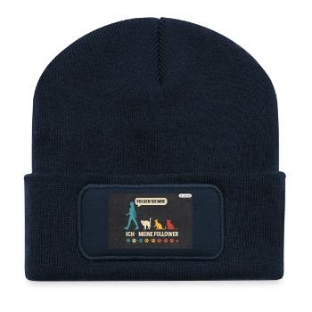 Ich meine follower Katzen Freund - Recycelte Patch Beanie - French Navy - Vorne