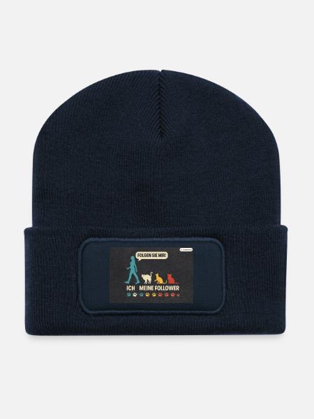 Ich meine follower Katzen Freund - Recycelte Patch Beanie - French Navy
