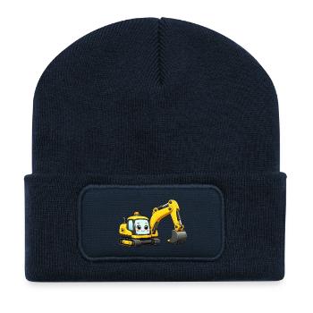 Gelber Bagger - Recycelte Patch Beanie - French Navy - Vorne