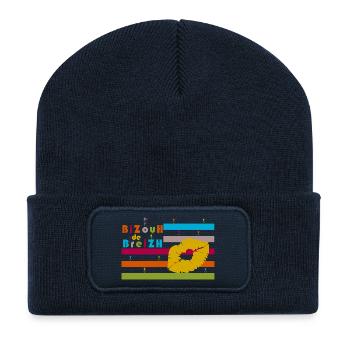 BiZouH de Breizh .... - Beanie recyclé à patch - bleu marine - Devant