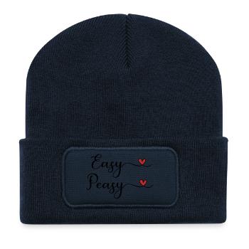 Easy Peasy Design with heart - Recycled Patch Beanie - french navy - Front
