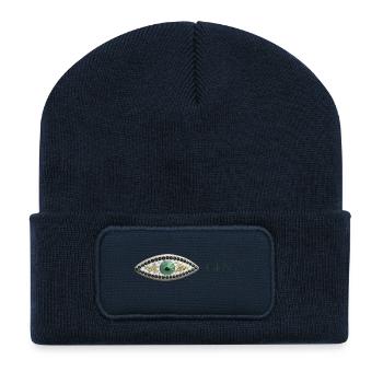 Mosaïque des yeux avec motif émeraude Gen - Beanie recyclé à patch - bleu marine - Devant