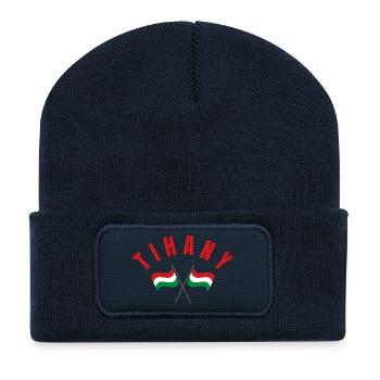 Drapeaux hongrois de Tihany - Beanie recyclé à patch - bleu marine - Devant
