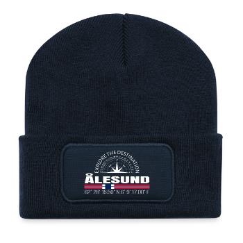 ÅLESUND - Beanie recyclé à patch - bleu marine - Devant