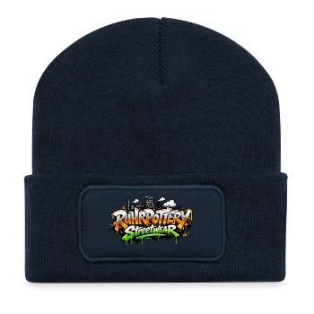 Graffiti Streetwear Spray Font - Recycled Patch Beanie - french navy - Front