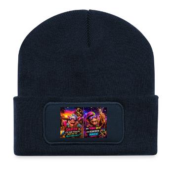 Affe und Schwein so muss das sein! - Recycelte Patch Beanie - French Navy - Vorne