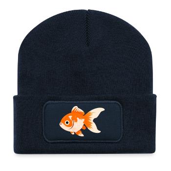 Comet Goldfish Cartoon Splash - Recycled Patch Beanie - french navy - Front