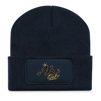 Afro-Mädchen-Goldkrone - Recycelte Patch Beanie - French Navy - Vorne