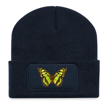 Malachit-Schmetterling Siproeta Stelenes Aquarell - Recycelte Patch Beanie - French Navy - Vorne