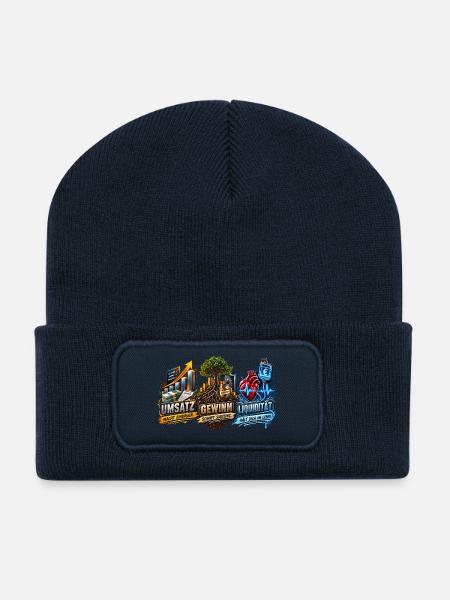 Umsatz Gewinn Liquidität Trio - Recycelte Patch Beanie - French Navy
