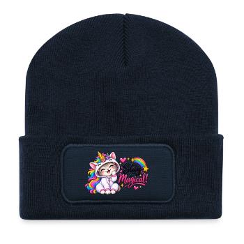 Stay Magical Einhorn-Kätzchen Hoodie - Recycelte Patch Beanie - French Navy - Vorne