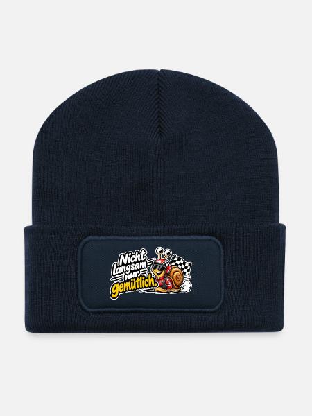 Nicht Langsam nur Gemütlich - Recycelte Patch Beanie - French Navy
