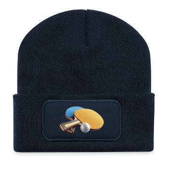 Farbkontrast Tischtennis-Paddles - Recycelte Patch Beanie - French Navy - Vorne