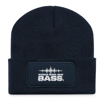 Weniger Reden Mehr Bass Techno Festival Shirt - Recycelte Patch Beanie - French Navy - Vorne