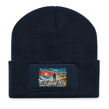 Angeln Hvide Sande2 - Recycelte Patch Beanie - French Navy - Vorne