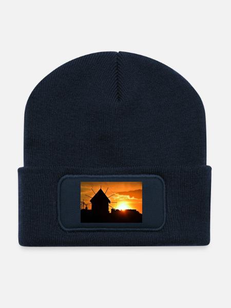 Windmühle bei Sonnenuntergang - Recycelte Patch Beanie - French Navy