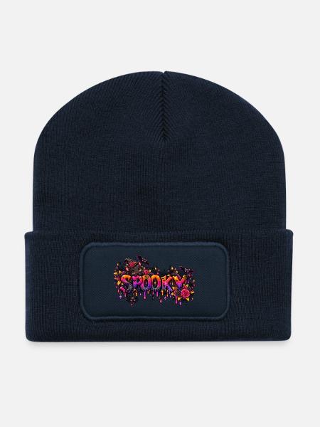 Spooky Katzen Neon-Drip - Recycelte Patch Beanie - French Navy