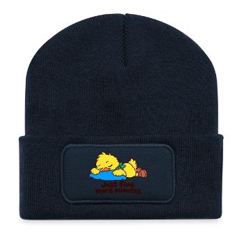 Sleepy Duck – Nur noch fünf Minuten - Recycelte Patch Beanie - French Navy - Vorne