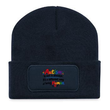 Autismus Akzeptanz Regenbogen Design - Recycelte Patch Beanie - French Navy - Vorne