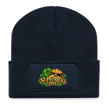 St Patrick's Tag Goldtopf Kleeblatt - Recycelte Patch Beanie - French Navy - Vorne