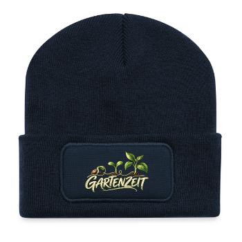 Gartenliebe Line Art Geschenk für Gärtner - Recycelte Patch Beanie - French Navy - Vorne