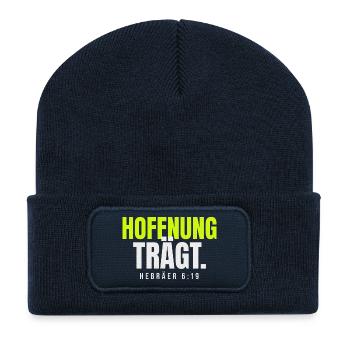 Hoffnung trägt – Hebräer 6,19 - Recycelte Patch Beanie - French Navy - Vorne