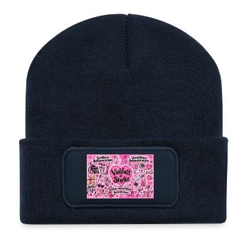 Vielfalt ist Stärke Herzdesign - Recycelte Patch Beanie - French Navy - Vorne