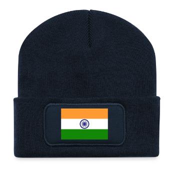 indien, Fahne, Flagge, india - Recycelte Patch Beanie - French Navy - Vorne