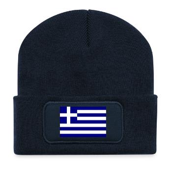 Griechenland Athen Flagge Fahne - Recycelte Patch Beanie - French Navy - Vorne
