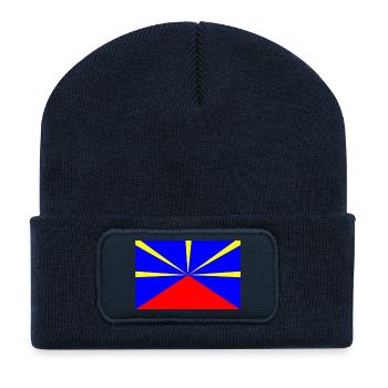 Drapeau de la Réunion - Beanie recyclé à patch - bleu marine - Devant