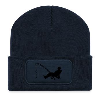 Angler am Strand / fisher in deckchair (1c) - Recycled Patch Beanie - french navy - Front
