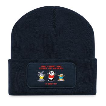 This tshirt was tested on animals - Recycled Patch Beanie - french navy - Front