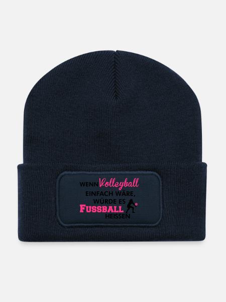 Einfaches Volleyball würde Fußball heißen - Recycelte Patch Beanie - French Navy