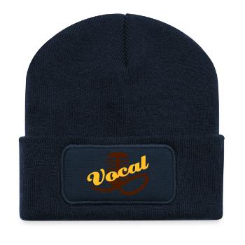 Vocal | Gesang | Musik | Band | Rockband - Beanie recyclé à patch - bleu marine - Devant