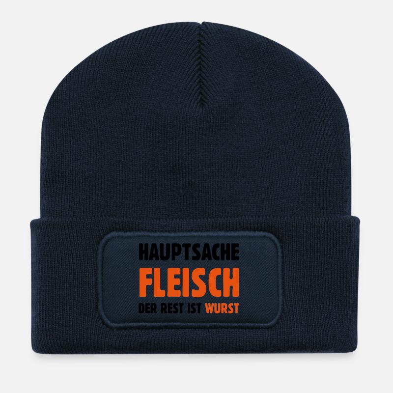Hauptsache Fleisch - Recycelte Patch Beanie - French Navy