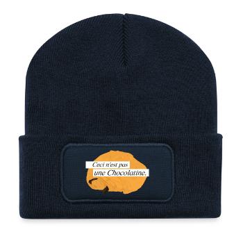 Ceci n'est pas une Chocolatine. - Beanie recyclé à patch - bleu marine - Devant