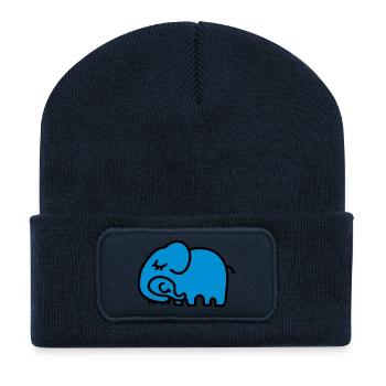 Mère - éléphant des enfants - Beanie recyclé à patch - bleu marine - Devant