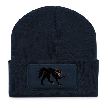 Scary Black Cat - Recycled Patch Beanie - french navy - Front